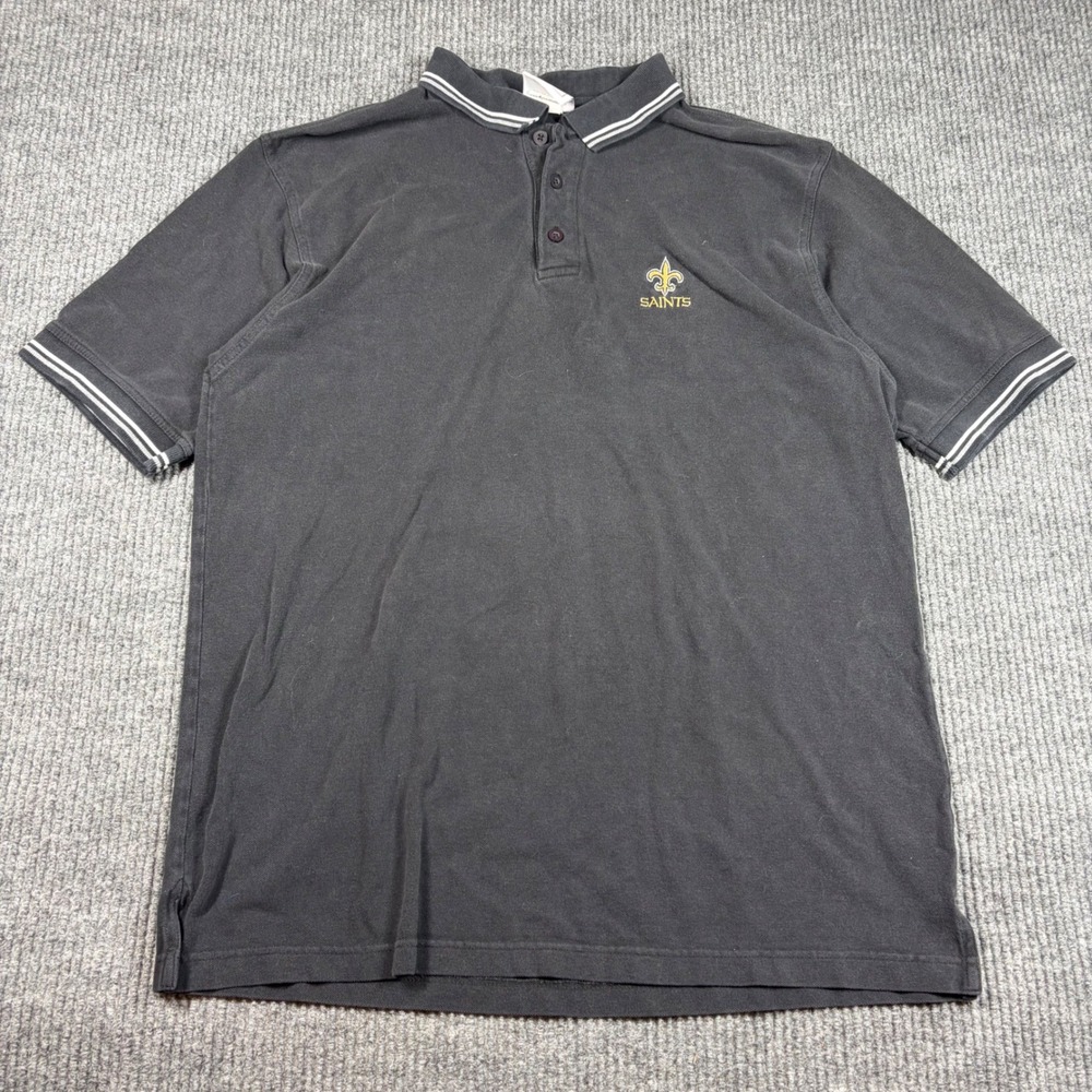 NFL New Orleans Saints Polo Shirt Mens XL Black Short Sleeve VF Imagewear Logo